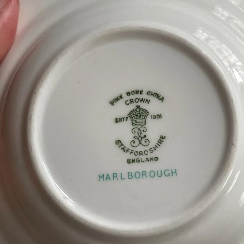 Vintage Crown Staffordshire Marlborough Covered Butter Cheese Serving Dish RARE
